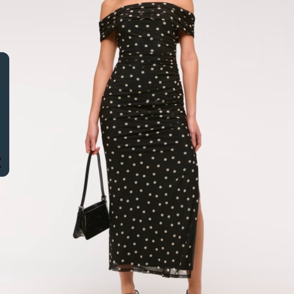 Abercrombie & Fitch Black Strapless Polka Dot Dress